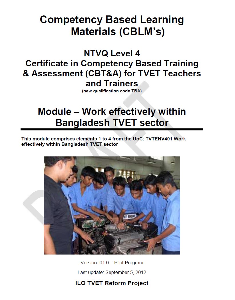 CBLM: Work Effectively within Bangladesh TVET sector